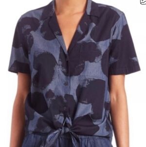 Equipment tie front cotton shirt Sz S